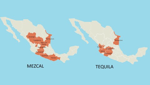 regioner for tequila og mezcal produskjon